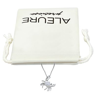 Aleure Precioso Sterling Silver Crab & Freshwater Cultured Pearl Pendant Necklace