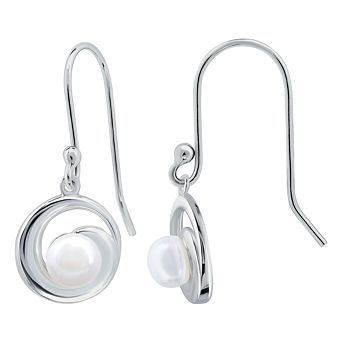 Aleure Precioso Sterling Silver Conch Shell & Freshwater Cultured Pearl Drop Fishhook Earrings