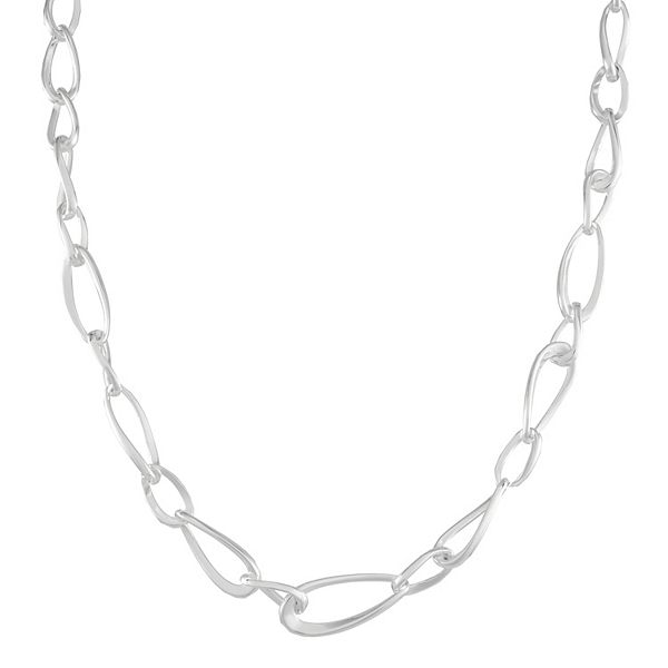 Napier Silver Tone Staple Link Chain Necklace