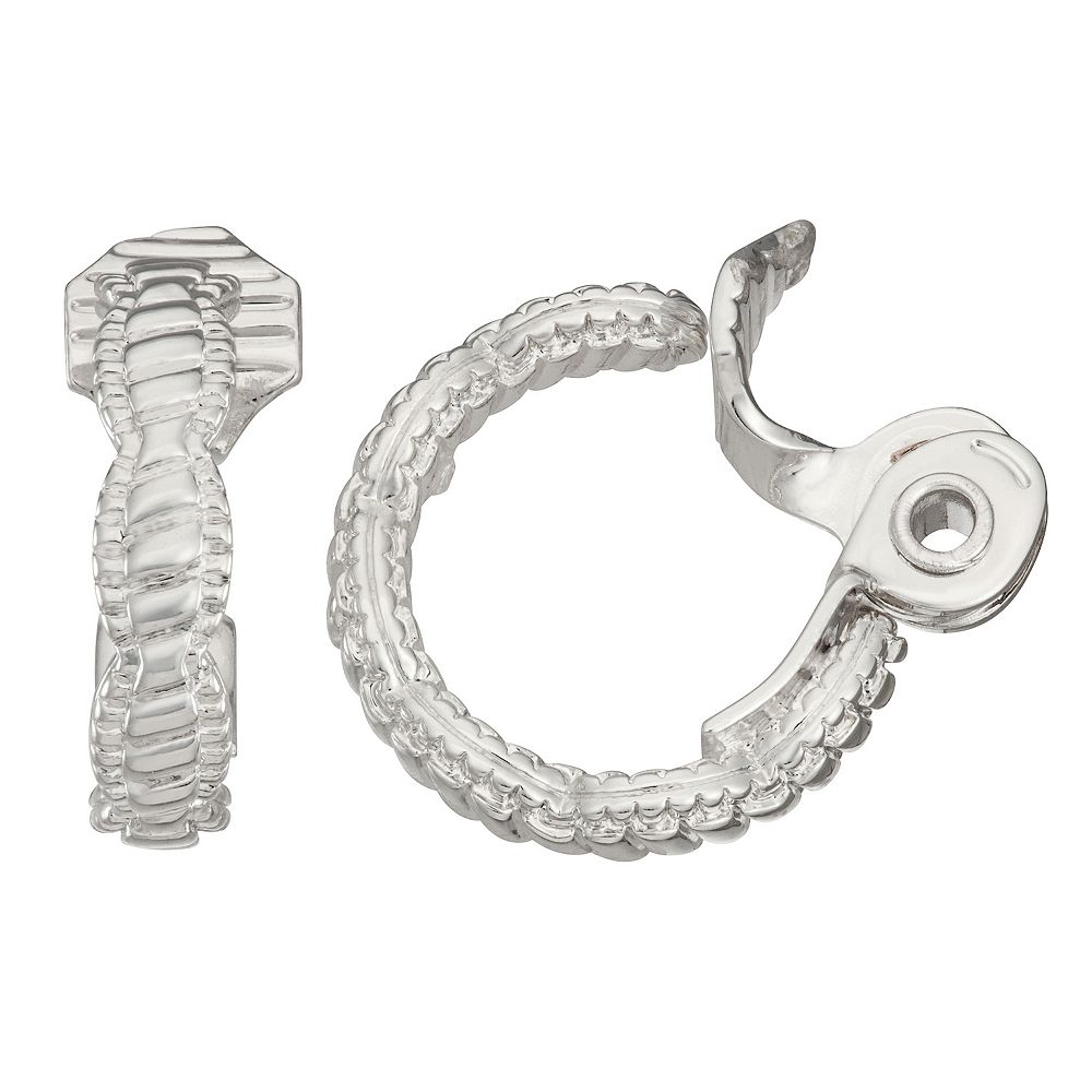 Boucles D'oreilles Créoles Argentées Avec Coquillage Et Chaînette
