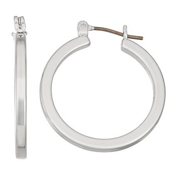 Napier Silver Tone Midi Hoop Earrings
