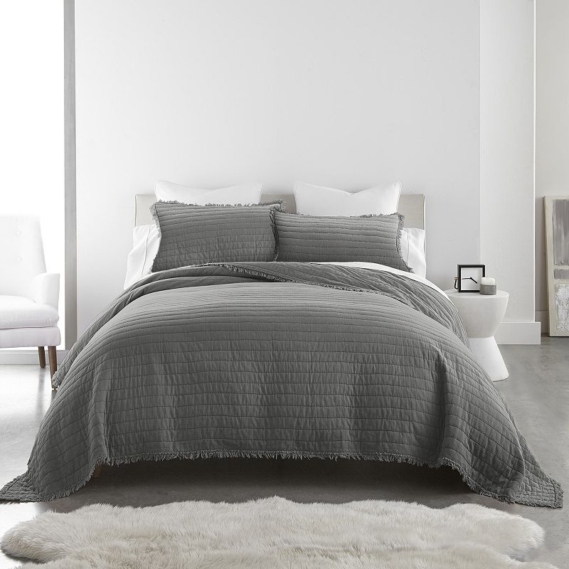 Donna Sharp Delano Quilt Set with Shams, Grey, Queen