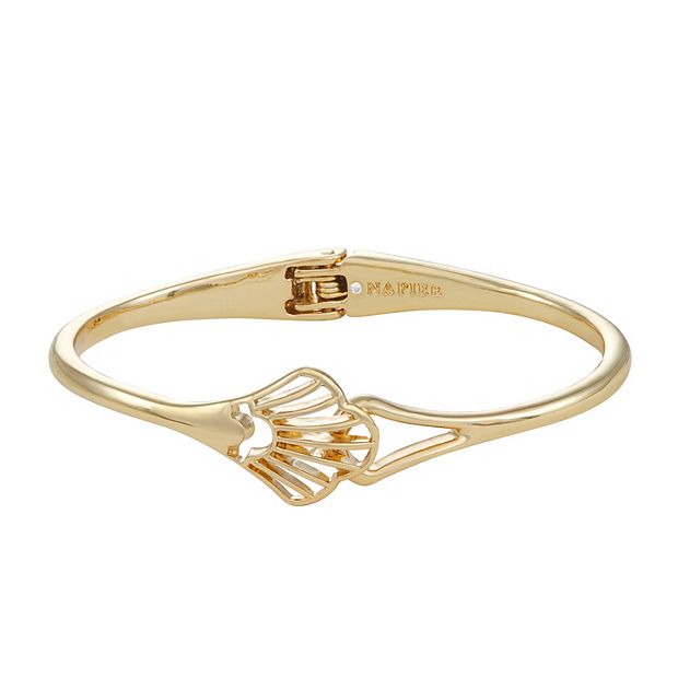 Napier Golden Age Gold Tone Hinge Bangle Bracelet