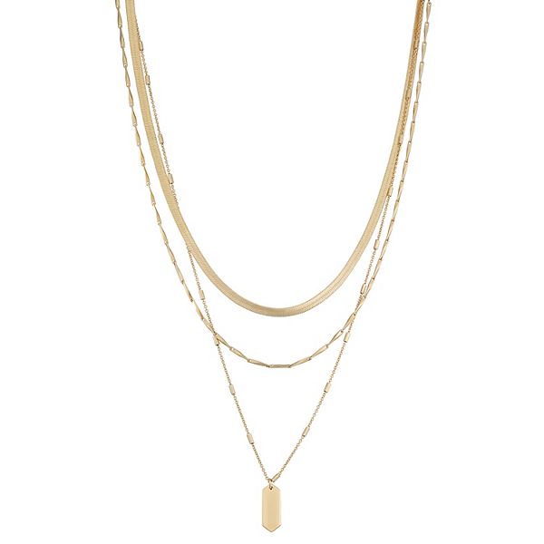 Nine West Three Row Gold Tone Necklace