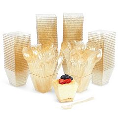 Bulk 100 Ct. Gold Glitter Plastic Shot Glass & Cup Kit