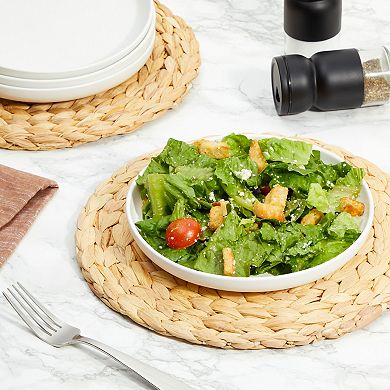 White Ceramic Dinner Plates Set Of 4 Serving Dinnerware Dishes (8 Inches)