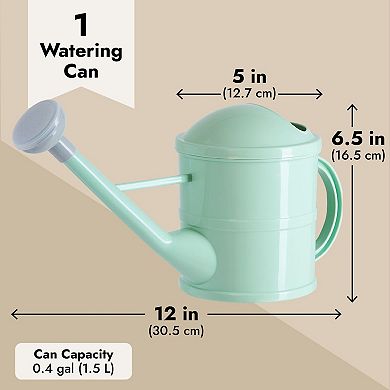 0.4 Gallon Mint Green Small Plastic Watering Can with Sprinkler Head for Flowers