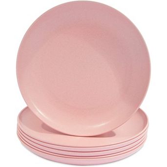 Wheat Straw Plates, Unbreakable Dinner Plate (Pink, 8 in 6 Pack)