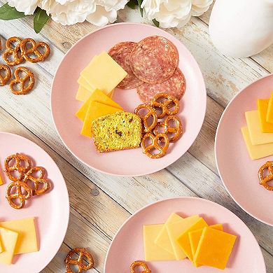 Wheat Straw Plates, Unbreakable Dinner Plate (Pink, 8 In, 6 Pack)