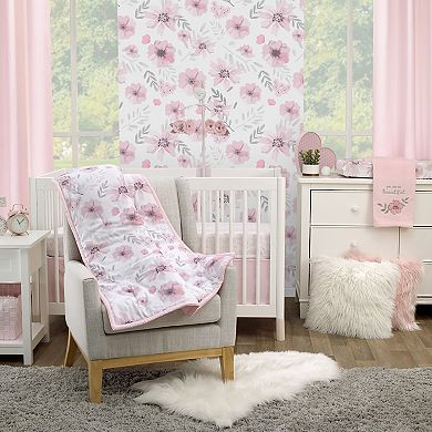 Little Love by NoJo Beautiful Blooms Floral 3 Piece Nursery Crib Bedding Set