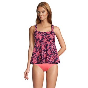 Women's Lands' End Square Neck Flutter Tankini Swim Top