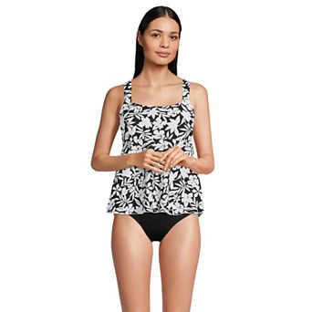 Women's Lands' End Square Neck Flutter Tankini Swim Top