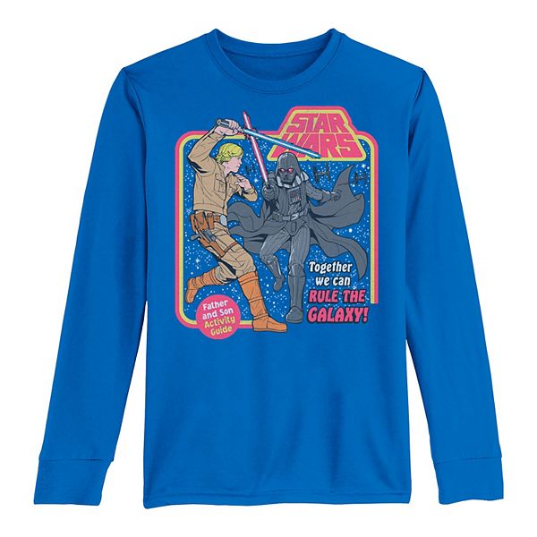 Boys 8 20 Star Wars Luke Skywalker Darth Vadar Rule The Galaxy Graphic Tee 6644