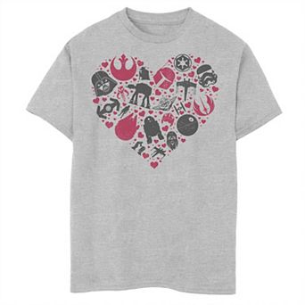 Boys 8-20 Star Wars Group Shot Iconic Heart Fill Valentines Day Graphic Tee