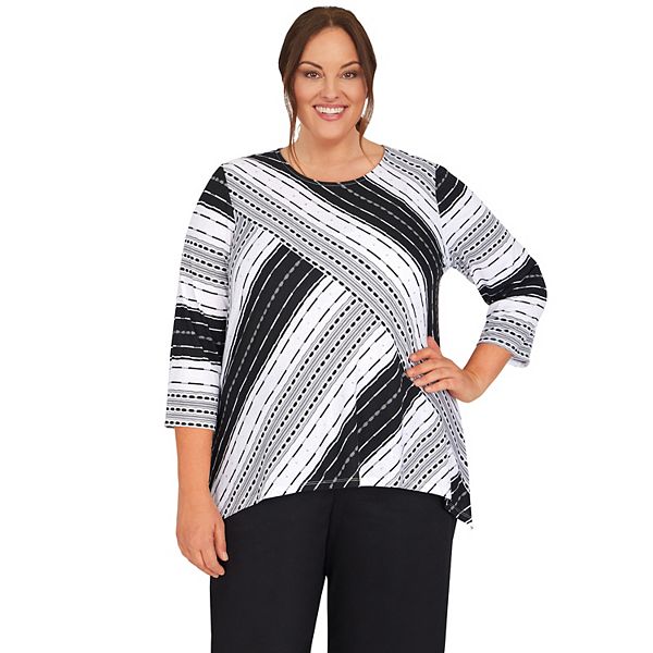 Plus Size Alfred Dunner Spliced Stripe Top