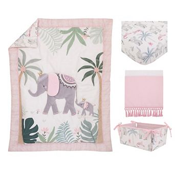NoJo Tropical Princess Elephant 4 pc Crib Bedding Set