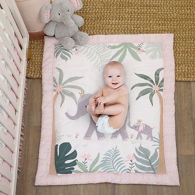 NoJo Tropical Princess Elephant 4 Piece Crib Bedding Set