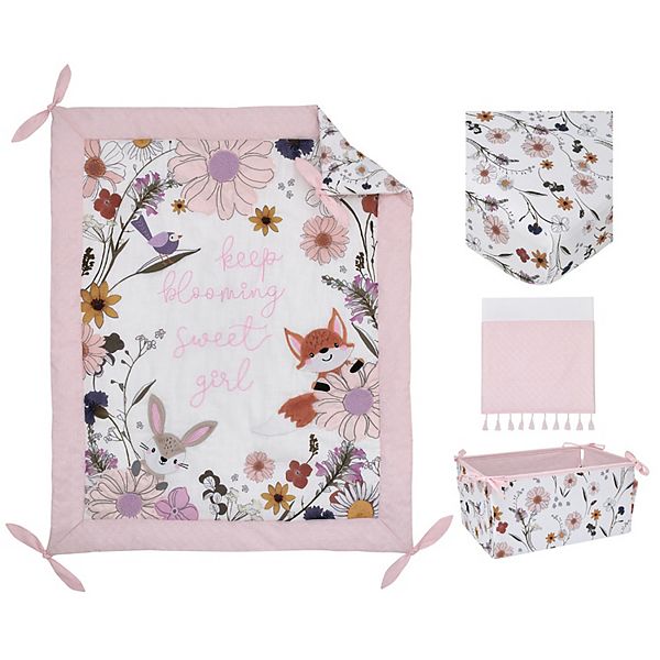 NoJo Keep Blooming 4 Piece Nursery Crib Bedding Set