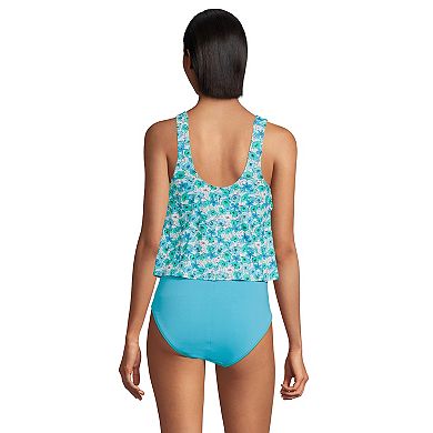 Women's Lands' End D-Cup Chlorine Resistant V-neck One Piece Faux-kini Swimsuit