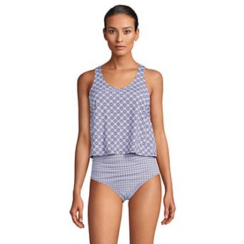 Women's Lands' End D-Cup Chlorine Resistant V-neck One Piece Faux-kini Swimsuit