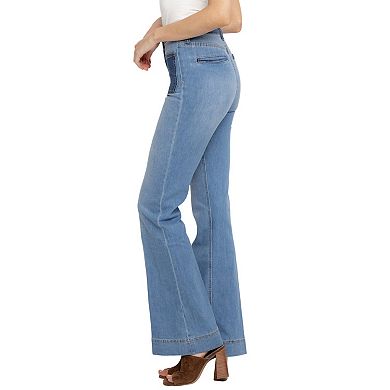 Women's PTCL Two-Tone High-Waisted Flared Jeans