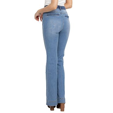 Women's PTCL Two-Tone High-Waisted Flared Jeans