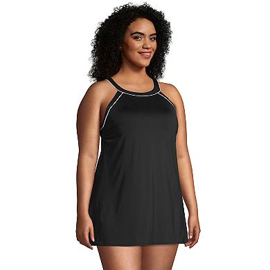 Plus Size Lands' End G-Cup High-Neck One-Piece Swimdress