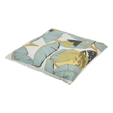 18" Green and Yellow Tropical Banana Leaf Square Throw Pillow