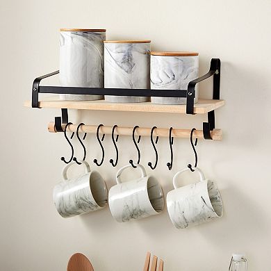 Set Of 3 Marble Ceramic Kitchen Canisters With Wooden Bamboo Lids (3 Sizes)