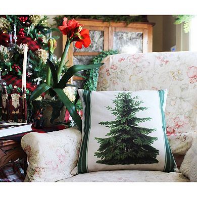 18" Vintage Pine Tree Throw Pillow w/insert