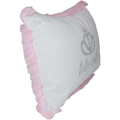 17.5" Ballerina Pink Glittered Tutu Cute Rectangular Throw Pillow