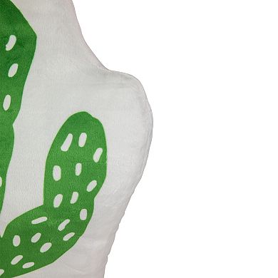 20" Green and White Cactus Plush Fleece Throw Pillow