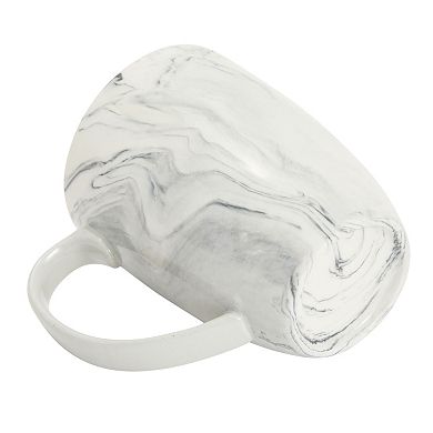 Set of 4 Grey Marble Ceramic Mugs for Coffee, Hot Cocoa, Tea (16oz)