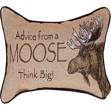 Beige and Brown Advice From a Moose Indoor Square Throw Pillow 12.5"