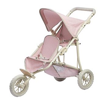 World Olivia's Little World Polka Dots Princess Baby Doll Twin Jogging Stroller