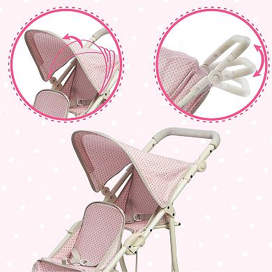 World Olivia's Little World Polka Dots Princess Baby Doll Twin Jogging Stroller