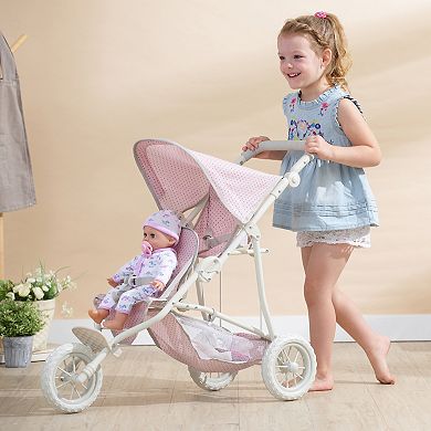 World Olivia's Little World Polka Dots Princess Baby Doll Twin Jogging Stroller 