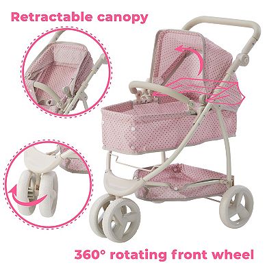 Olivia's Little World Polka Dots Princess 2-in-1 Baby Doll Stroller