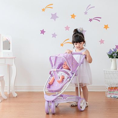 Olivia's Little World Twinkle Stars Princess 2-in-1 Baby Doll Stroller