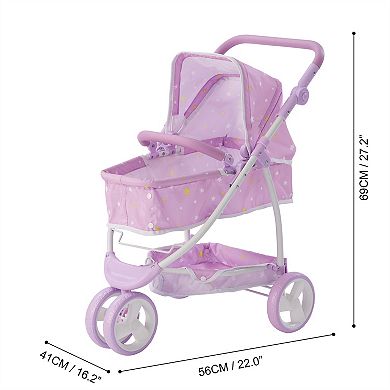Olivia's Little World Twinkle Stars Princess 2-in-1 Baby Doll Stroller