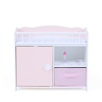 Olivia's Little World Aurora Princess Pink Plaid Baby Doll Bed with Accessories