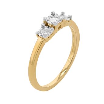 14k Gold Over Silver 1/4 Carat T.W. Diamond 3-Stone Engagement Ring