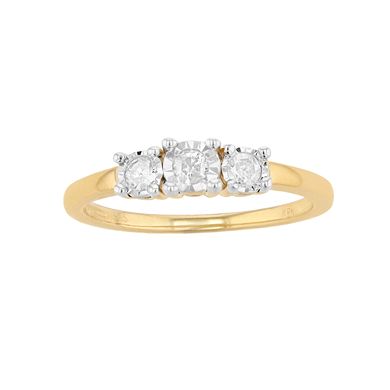 14K Gold Over Silver S 1/4 Carat T.W. Diamond 3-Stone Engagement Ring