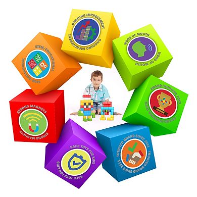 PicassoTiles 102 PC Magnetic Blocks, Magnetic Building Blocks for Kids, Magnet Toy for Kids 3+