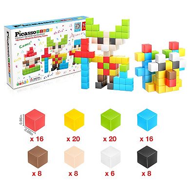 PicassoTiles 102 PC Magnetic Blocks, Magnetic Building Blocks for Kids, Magnet Toy for Kids 3+