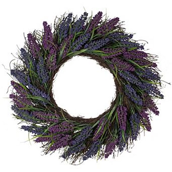 Lavender Spiral Vine Wreath 22-Inch Unlit