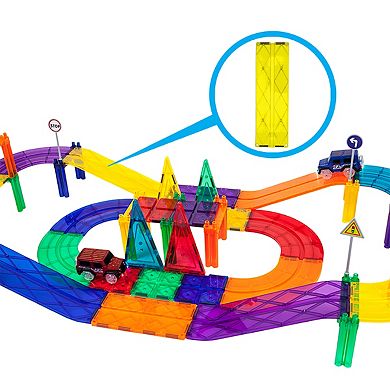 PicassoTiles 6 PC Race Track Ramp, Race Track, Magnetic Tiles, Magnetic Building Toys for Kids 3+