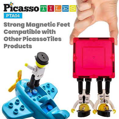 Picasso Tiles Magnetic 4 pc Aircraft and Action Figures