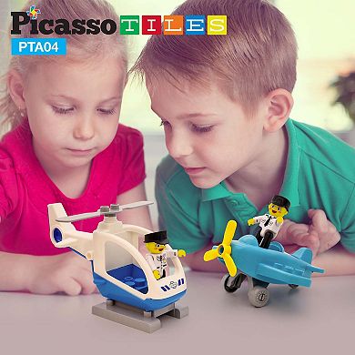 Picasso Tiles Magnetic 4 pc Aircraft and Action Figures