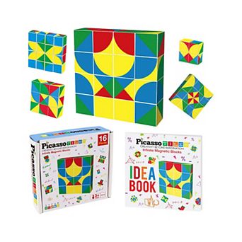 PICASSO-TILES 16 pc Magnetic Puzzle Magic Pixy Cube Game Sensory Toy Set for Boys and Girls Ages 3+